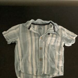 Calvin Klein Kids Blue and White Striped Button Down Shirt